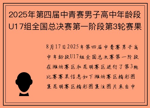 2025年第四届中青赛男子高中年龄段U17组全国总决赛第一阶段第3轮赛果